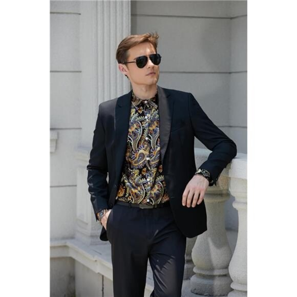 NEW Shiny Silky Satin Shirt for Men Stretchable - Picture 5 of 7